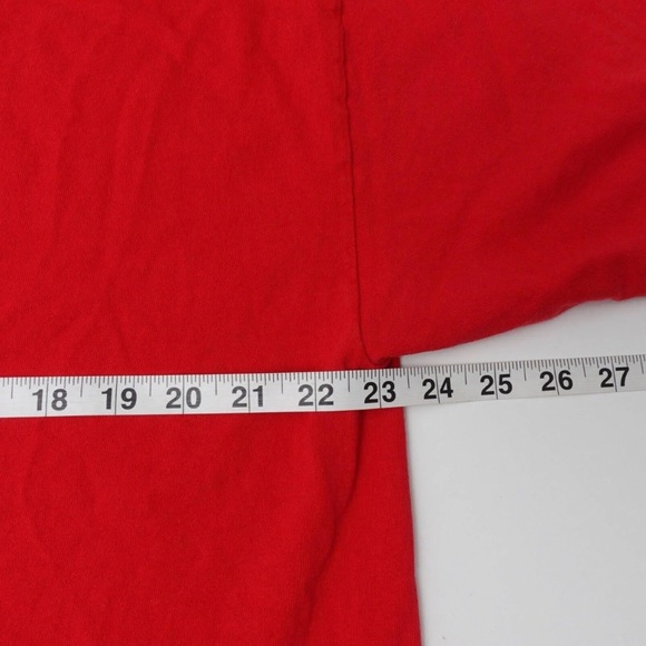 Vintage 90s Hanes Heavyweight Red on Red Puff Print Logo Promo Tee Red XL - Picture 8 of 11